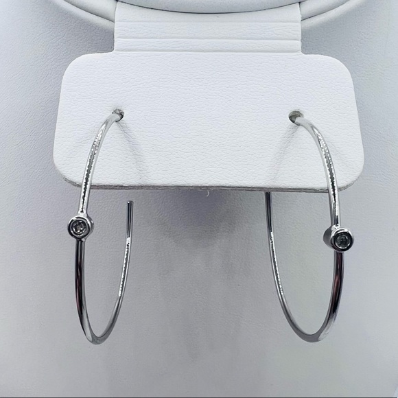 Adornia Diamond Dot Hoop Earrings Silver - 0.05 ctw NWT - Picture 6 of 8